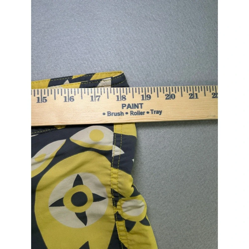 Patagonia‎ Board Shorts Mens 35 Yellow Grey Geometric Eye Print Swim Trunks
